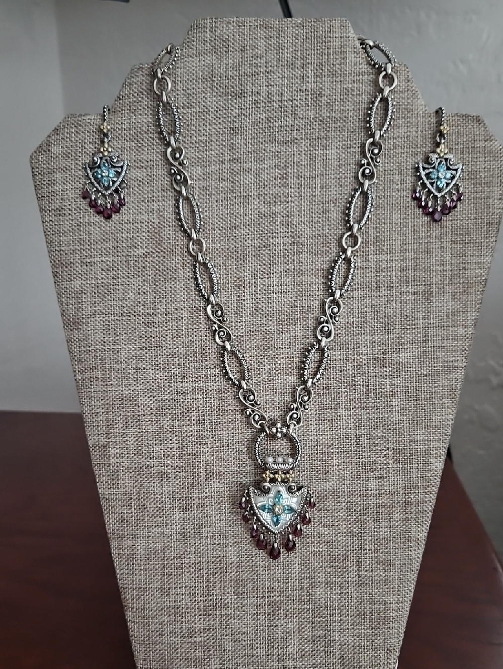 Barbara Bixby Arrowhead Multigem Pendant And Earring HTF SET